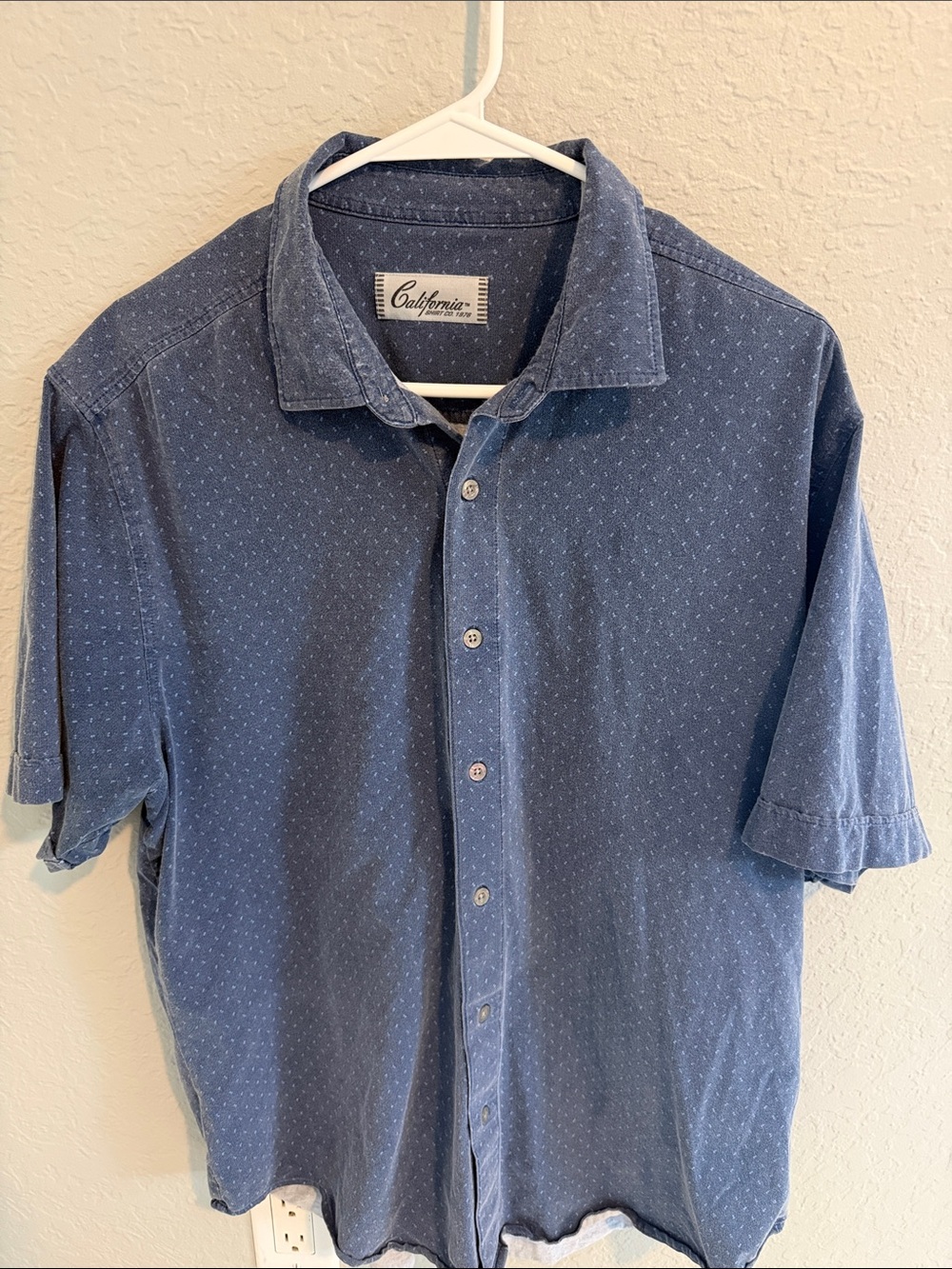 Blue Short-Sleeve Button-Up Shirt